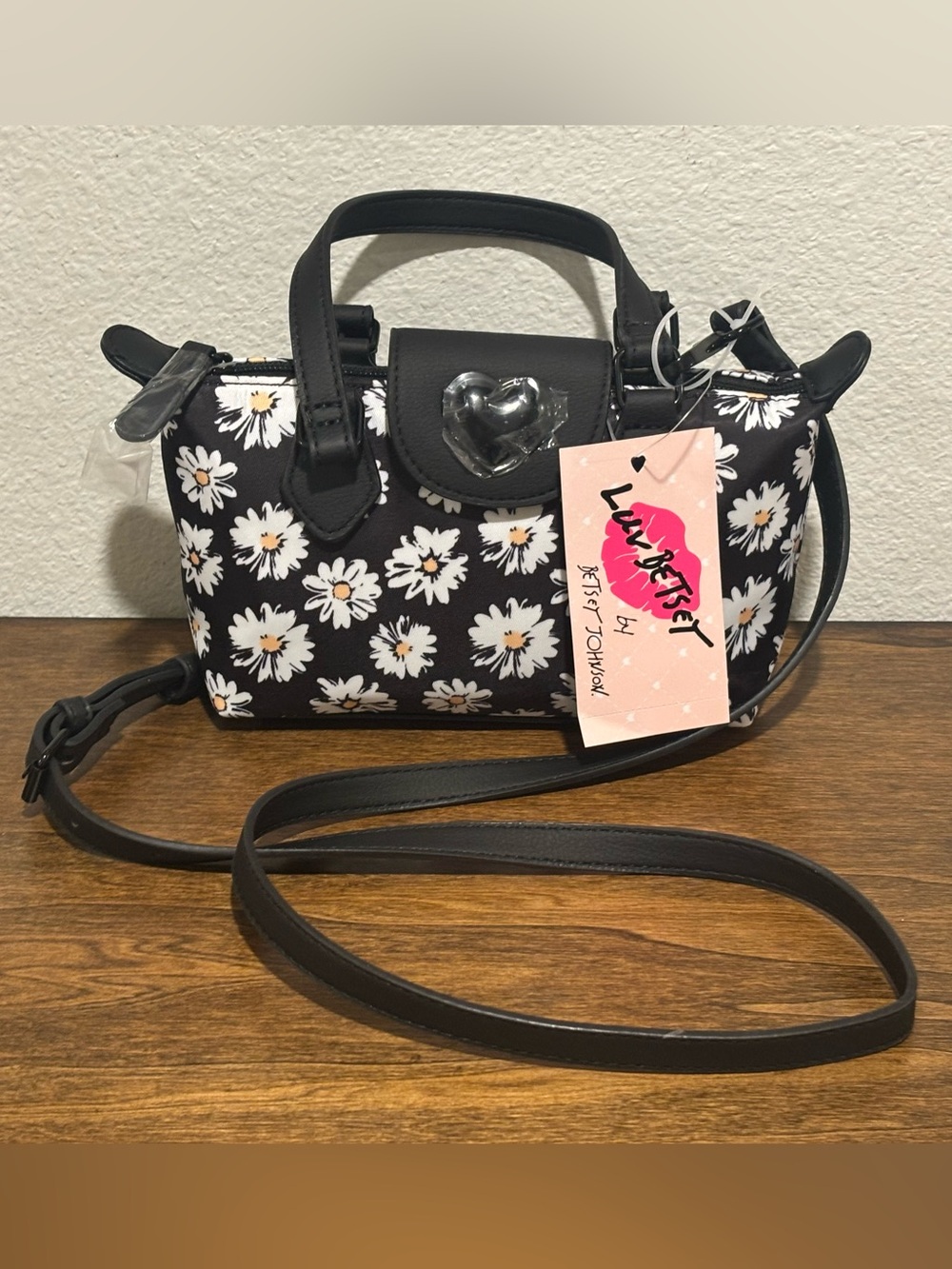LuvBetsey Black Daisy Mini Crossbody Bag